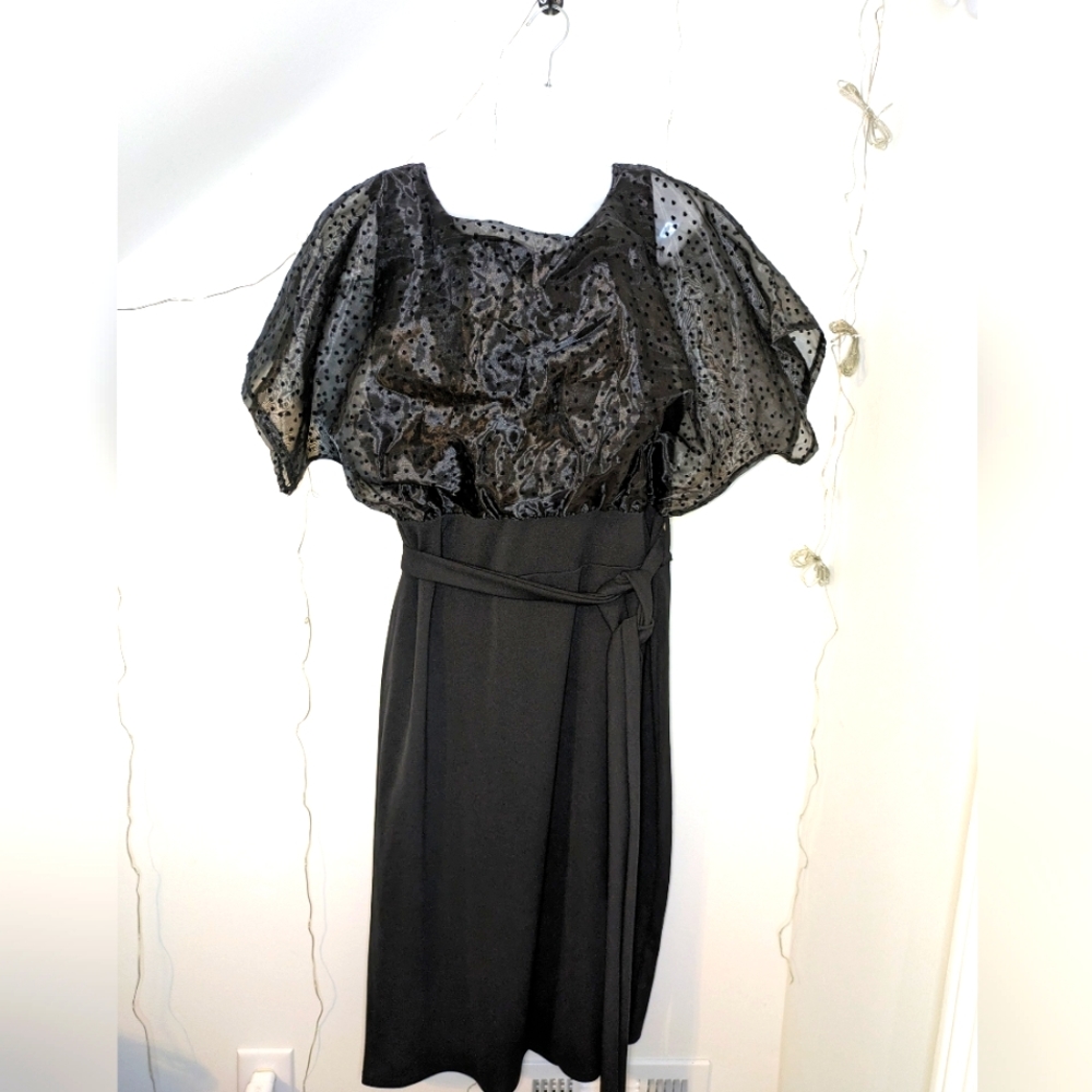 Plus Heart Organza Blouson Midi Dress